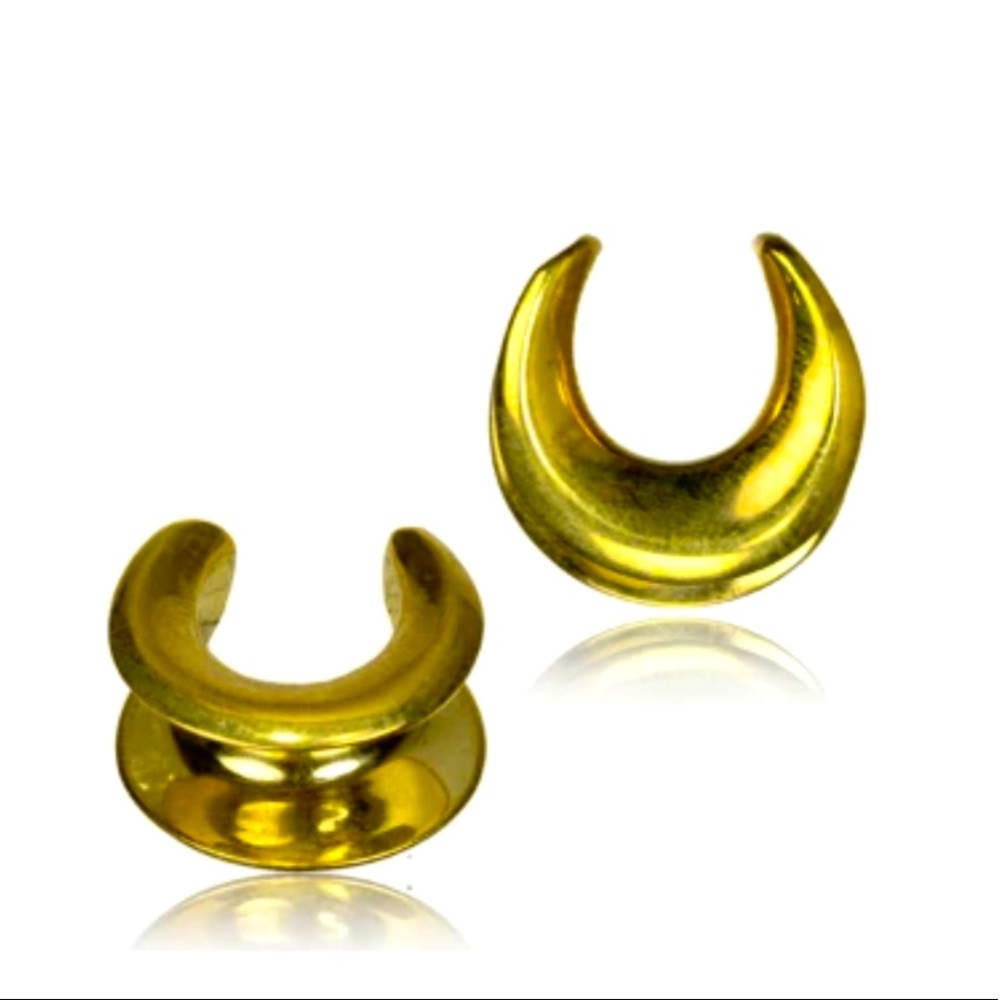 Brass Saddle Crescent Lobe Ear Spreader 12mm